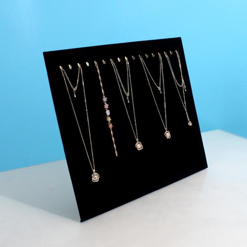 Velvet Necklace Display, Velveteen, with Middle Density Fibreboard & Zinc Alloy, durable black 
