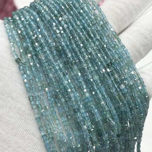 Diopside Beads, Square, fashion jewelry & DIY & faceted, light blue, 2.5mm Approx 38 cm [
