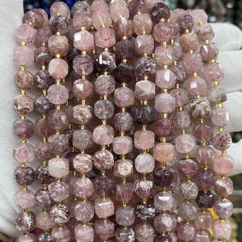 Perles nature de couleur Mix, Strawberry Quartz, cadre, bijoux de mode & DIY & facettes, couleurs mélangées, 8mm Environ 38 cm, Vendu par brin[