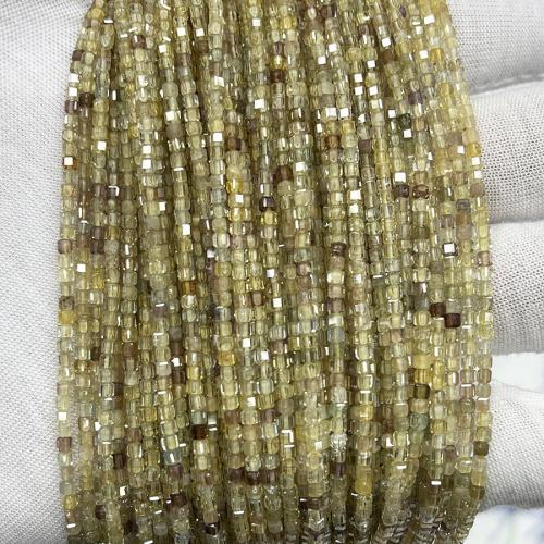 Cubic Zirconia Jewelry Beads, Square, fashion jewelry & DIY & faceted, yellow, 2.5mm Approx 38 cm [
