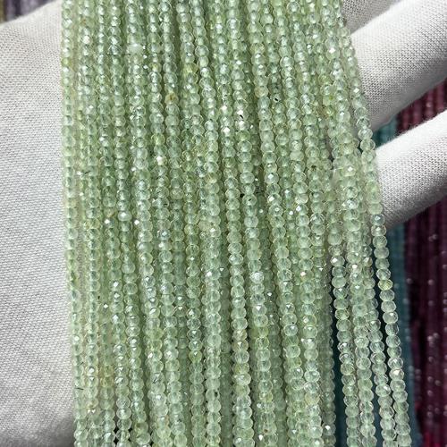 Prehnit-Perlen, Prehnit, Abakus,Rechenbrett, Modeschmuck & DIY & facettierte, grün, 2x3mm, Länge:ca. 38 cm, verkauft von Strang