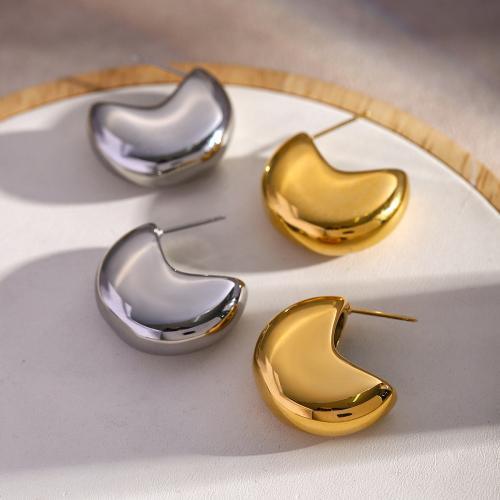 Stainless Steel Stud Earring, 304 Stainless Steel, Moon, Vacuum Ion Plating, fashion jewelry & for woman 