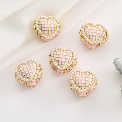 Enamel Zinc Alloy Beads, with Polymer Clay & Plastic Pearl, plated, DIY 20mm [