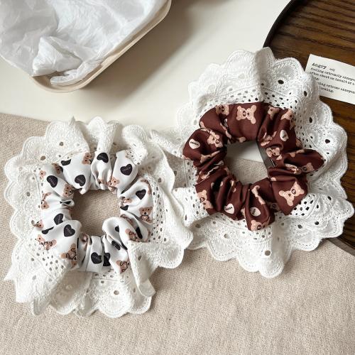 Hair Scrunchies, Cloth, with Lace, handmade, for woman [