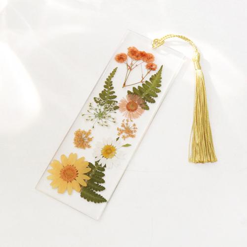 Resin Bookmark, with Cotton Thread & Dried Flower, epoxy gel 