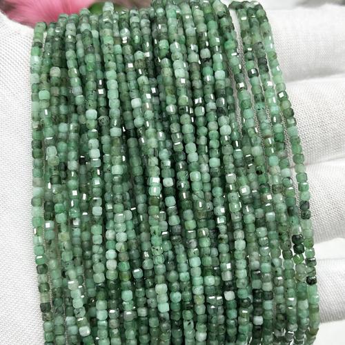 Single Gemstone Beads, Emerald, Square, fashion jewelry & DIY & faceted, green, 2.5mm Approx 38 cm 