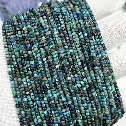 Natural Turquoise Beads, Phoenix Turquoise, Square, fashion jewelry & DIY & faceted, mixed colors, 2.5mm Approx 38 cm 