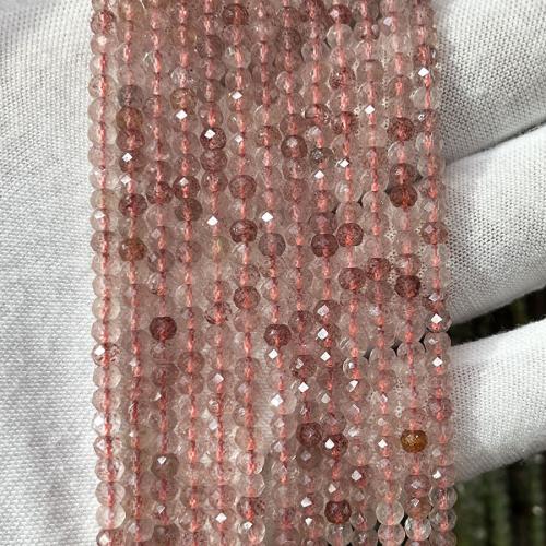 Сочетание цвета кварц бусы, Клубника Кварцевые, Счеты, ювелирные изделия моды & DIY & граненый, розовый длина:Приблизительно 38 см, продается Strand