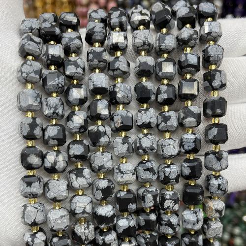 Snowflake Obsidian Bead, Square, fashion jewelry & DIY & faceted, mixed colors Approx 38 cm 