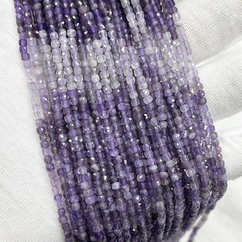 Natural Amethyst Beads, Square, fashion jewelry & DIY & faceted, purple, 2.5mm Approx 38 cm [