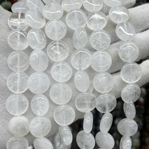Natural Clear Quartz Beads, Flat Round, fashion jewelry & DIY, clear, 15mm Approx 38 cm 