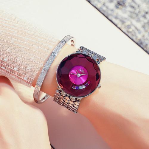 Women Wrist Watch, Glass, with Zinc Alloy, Singaporean movement & Life water resistant & fashion jewelry & for woman & with rhinestone Dial x10mm 