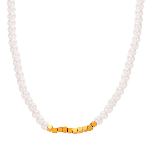 Collier coquillages de mer du Sud, Shell Pearl, avec Acier titane, avec 6cm chaînes de rallonge, bijoux de mode & pour femme Environ 42 cm, Vendu par PC