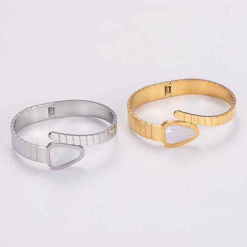 Stainless Steel Bangle, 316L Stainless Steel, with Shell, Snake, fashion jewelry & for woman Inner Approx 60mm 