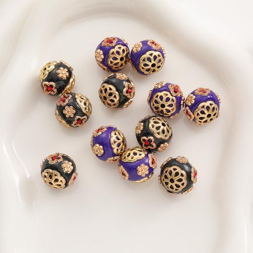 Rhinestone Zinc Alloy Beads, with Clay, gold color plated, DIY & with rhinestone 16mm [