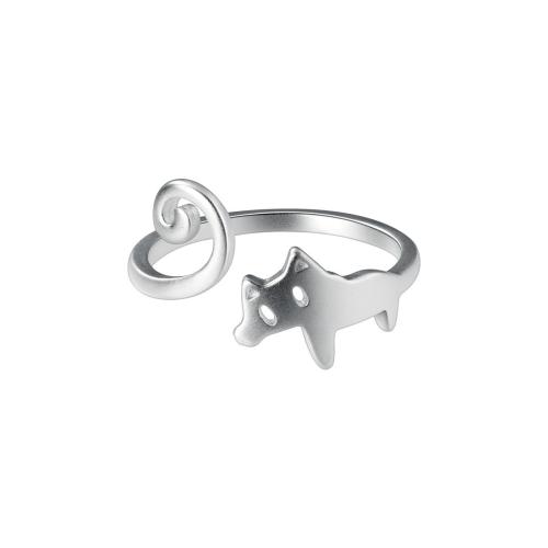 Zinc Alloy Finger Ring, Cat, silver color plated, Adjustable & for woman, inner ~20mm [