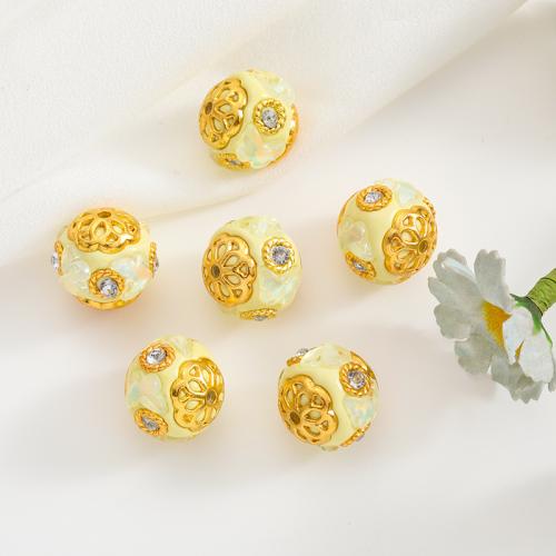 Rhinestone Zinc Alloy Beads, gold color plated, DIY & enamel & with rhinestone 16mm [