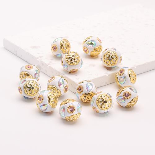 Rhinestone Zinc Alloy Beads, with Clay, gold color plated, DIY & with rhinestone 18mm [