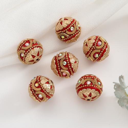 Enamel Zinc Alloy Beads, with Polymer Clay, gold color plated, DIY 18mm [