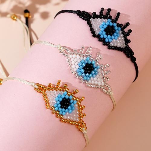 Evil Eye Jewelry Bracelet, Glass, with Wax Cord, Adjustable & evil eye pattern & for woman 