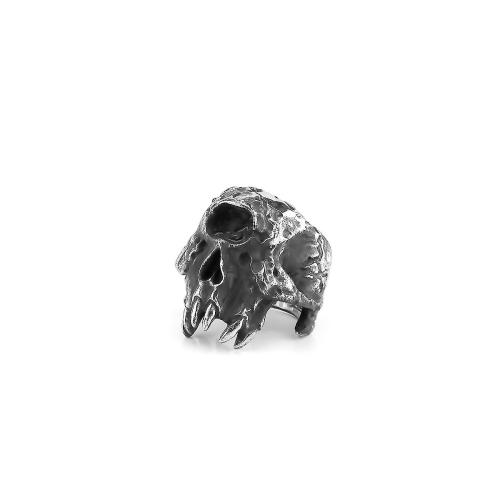 Stainless Steel Finger Ring, 304 Stainless Steel, Skull, polished & for man, black 