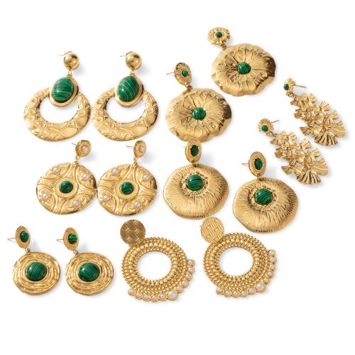 304 Edelstahl Tropfen Ohrring, mit Türkis & Kunststoff Perlen, goldfarben plattiert, Vintage & verschiedene Stile für Wahl & für Frau, verkauft von Paar