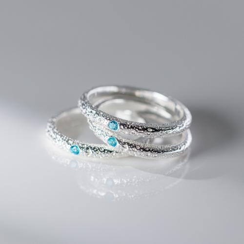 925 Sterling Silver Finger Ring, with Aquamarine & for woman, silver color, US Ring 