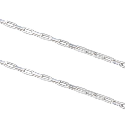Sterling Silver Jewelry Chain, 925 Sterling Silver, DIY & Unisex & rectangle chain, silver color, 1.3mm 