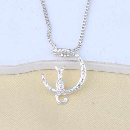 Zinc Alloy Sweater Chain Necklace, plated, fashion jewelry, silver color Approx 51 cm [