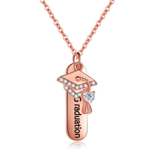Rhinestone Zinc Alloy Necklace, fashion jewelry & for woman & with rhinestone, rose gold color Approx 45 cm [