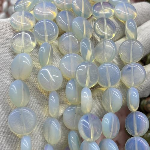 Opal Beads, Flat Round, fashion jewelry & DIY, white, 15mm Approx 38 cm [