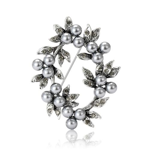 Kunststoff-Perlen-Brosche, Zinklegierung, mit Kunststoff Perlen, plattiert, Modeschmuck & für Frau, keine, 48x57mm, verkauft von PC