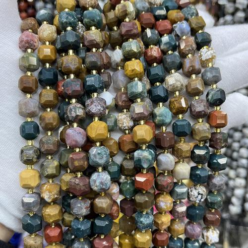 Perle Agate naturel océan, agate océan, cadre, bijoux de mode & DIY & normes différentes pour le choix & facettes, couleurs mélangées Environ 38 cm, Vendu par brin