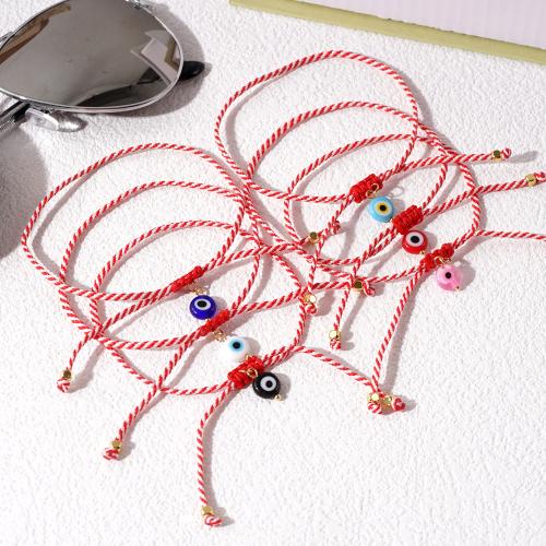 Evil Eye Jewelry Bracelet, Glass, with Cotton Thread, Adjustable & evil eye pattern & for woman 