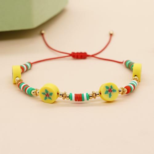 Polymer Clay Bracelets, Cotton Thread, with Polymer Clay, Adjustable & for woman, mixed colors 