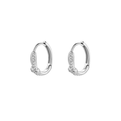 Silver Earring Zircon pavent Sterling, argent sterling 925, pavé de micro zircon & pour femme, couleur platine, 10mm, Vendu par paire