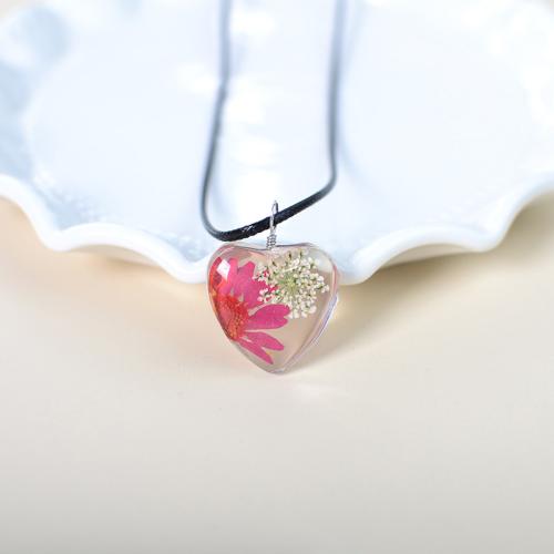Verre collier de perles en émail, avec Fleurs séchées & corde de cire, pour femme, plus de couleurs à choisir cm, Vendu par PC