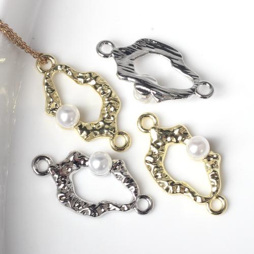 Zinc Alloy Charm Connector, with Plastic Pearl, plated, fashion jewelry & DIY & 1/1 loop & hollow Approx 