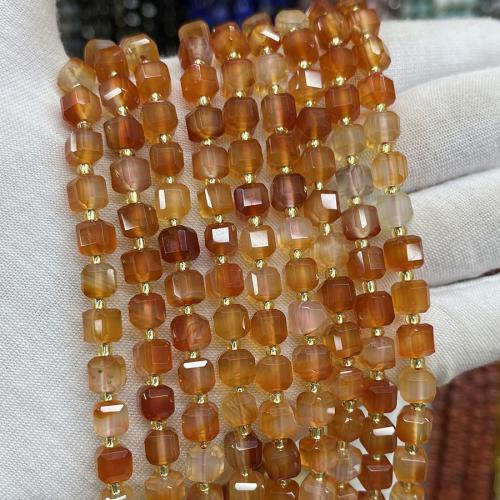 Natural Red Agate Beads, Square, fashion jewelry & DIY & faceted, mixed colors Approx 38 cm 