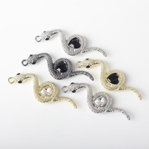 Zinc Alloy Animal Pendants, with Cubic Zirconia, Snake, plated, fashion jewelry & DIY Approx 