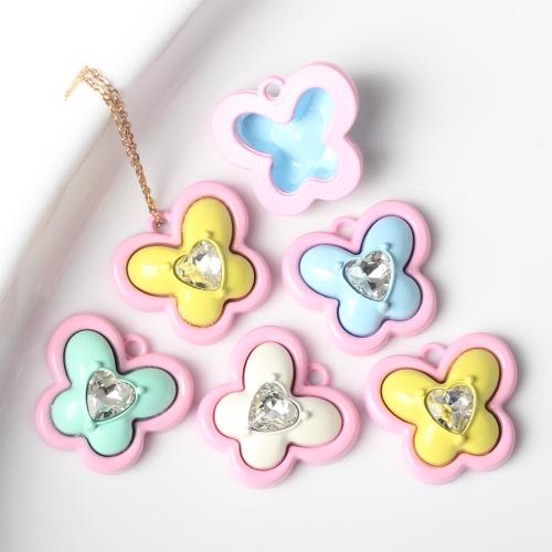 Zinc Alloy Animal Pendants, with Cubic Zirconia, Butterfly, painted, fashion jewelry & DIY Approx 