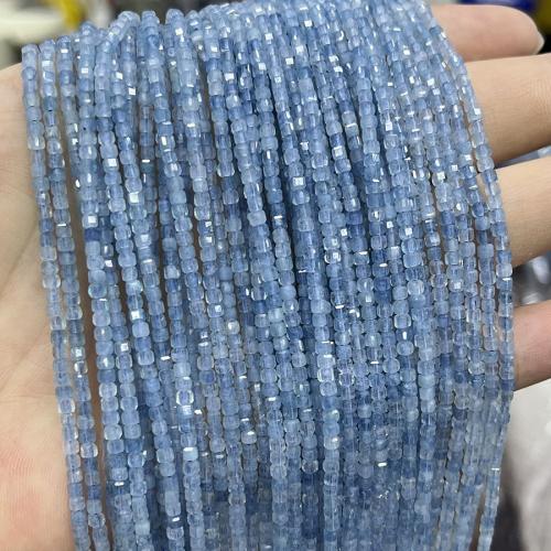 Aquamarin Perlen, Quadrat, Modeschmuck & DIY & facettierte, seeblau, 2.5mm, Länge:ca. 38 cm, verkauft von Strang
