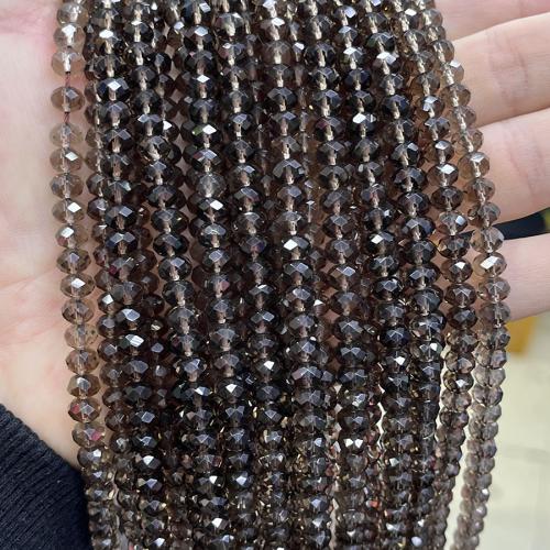 Natural Smoky Quartz Beads, Abacus, fashion jewelry & DIY & faceted, tan Approx 38 cm 