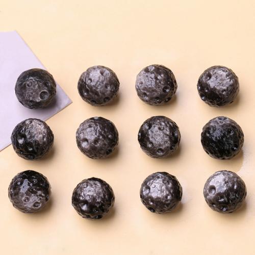 Perles de pierre gemme unique, Argent-Obsidienne, DIY, 13mm, Vendu par PC