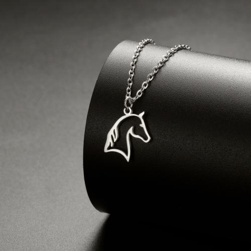 Titanium Steel Jewelry Necklace, Unicorn, plated, for woman & hollow 