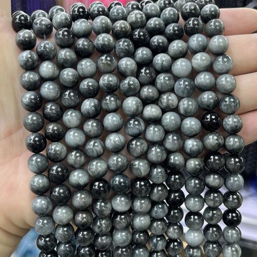 Single Gemstone Beads, Hawk-eye Stone, Round, fashion jewelry & DIY mixed colors Approx 38 cm 