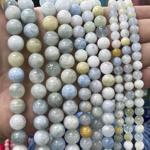 Aquamarine Beads, Round, fashion jewelry & DIY mixed colors Approx 38 cm 