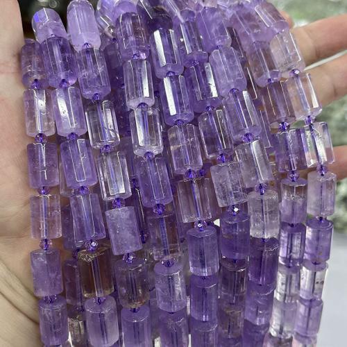 Natural Amethyst Beads, Column, fashion jewelry & DIY & faceted, purple, Length about 10-15mm Approx 38 cm 