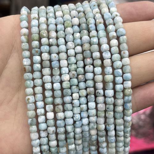 Single Gemstone Beads, Larimar, Square, fashion jewelry & DIY & faceted, mixed colors, 4mm Approx 38 cm 
