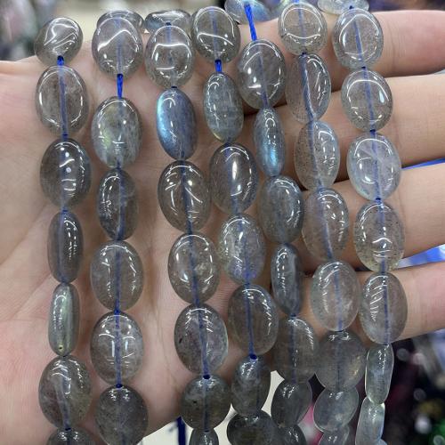 Labradorite Beads, Flat Oval, fashion jewelry & DIY grey Approx 38 cm 